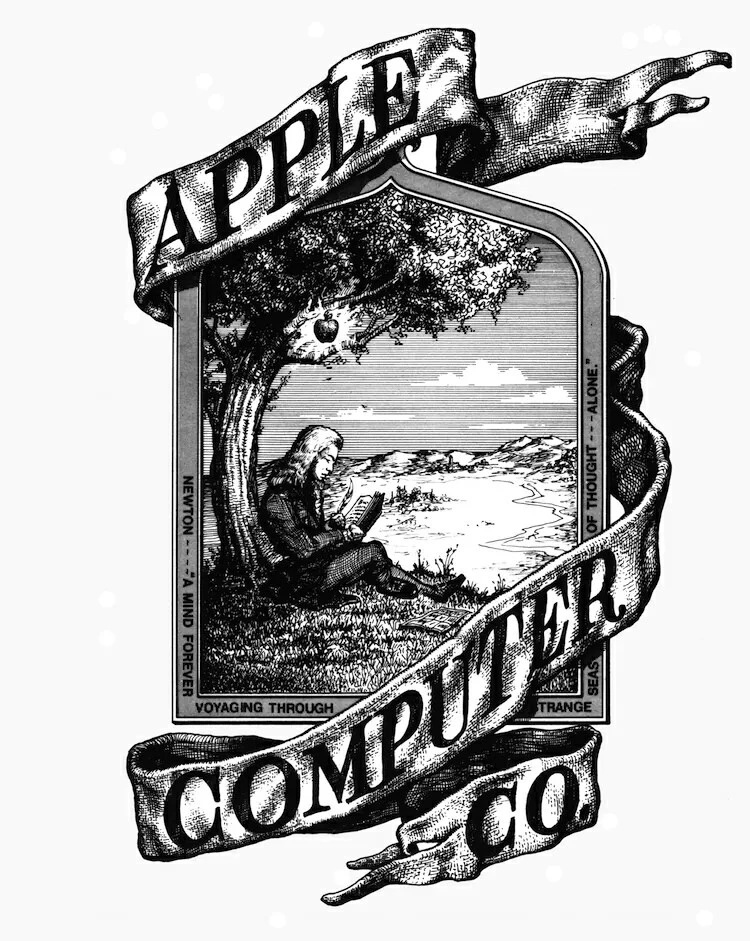 Apple ensimmäinen logo oli viktoriaanisen tyylinen taideteos. Steve Jobs vihasi sitä niin paljon, että se oli käytössä vain kuusi kuukautta.